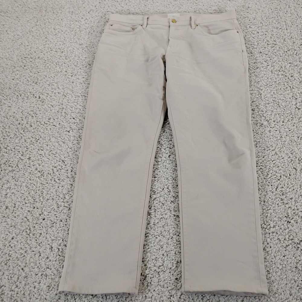 Sid Mashburn Jeans Mens 36x32 Beige Clift Straight Denim Preppy Designer Zip